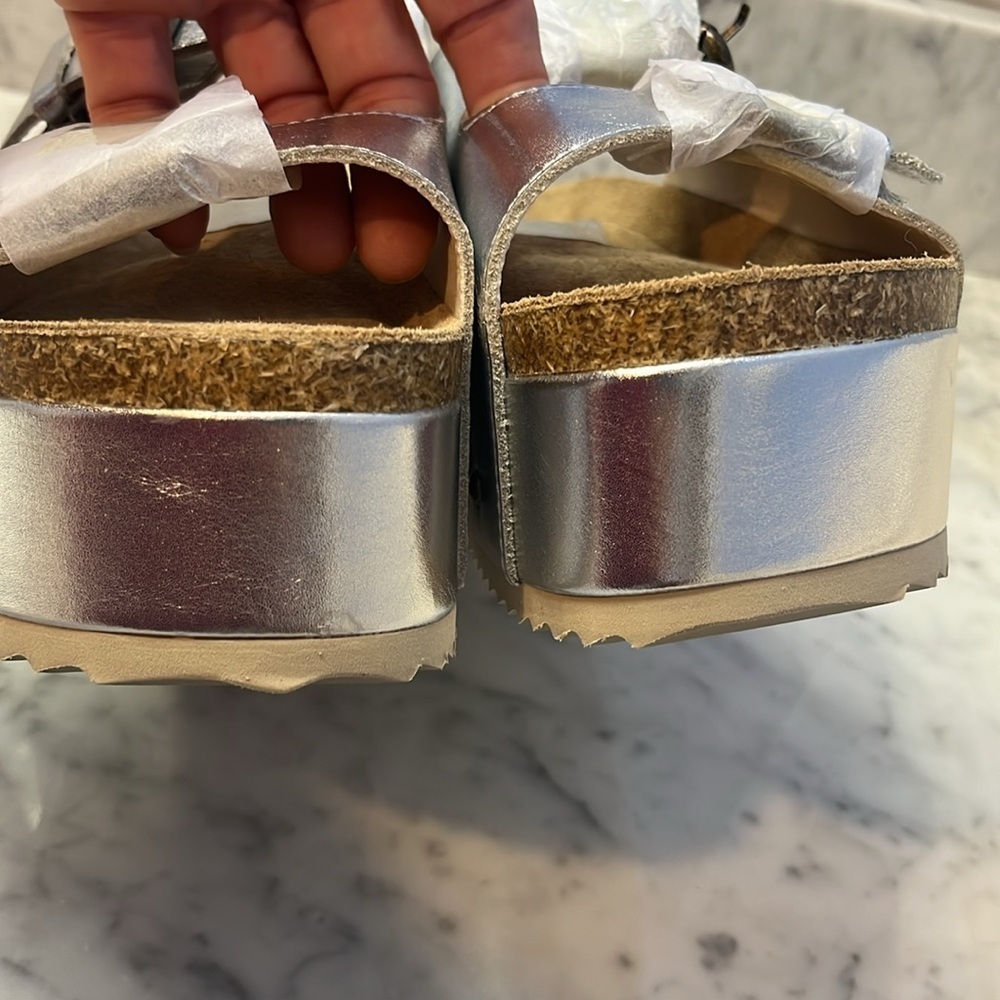 Free People x Intentionally Blank Rule Breaker Platform Sandals Silver Sz 8 NIB - Picture 17 of 17